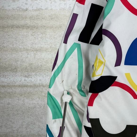 Vintage 90s Volcom Puffer Ski Jacket Mens S White Multicolor Full Zip Insulated - Picture 5 of 9